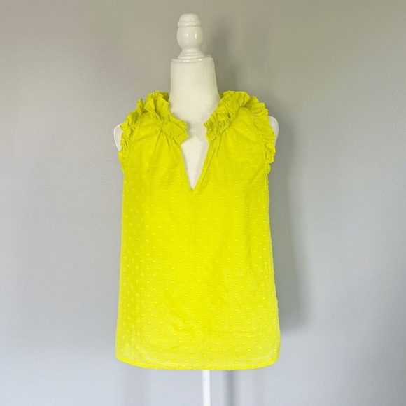 J. Crew Womens Parquet Swiss Dot Ruffle Neck Sleeveless Top Size Small 8 - Picture 4 of 7